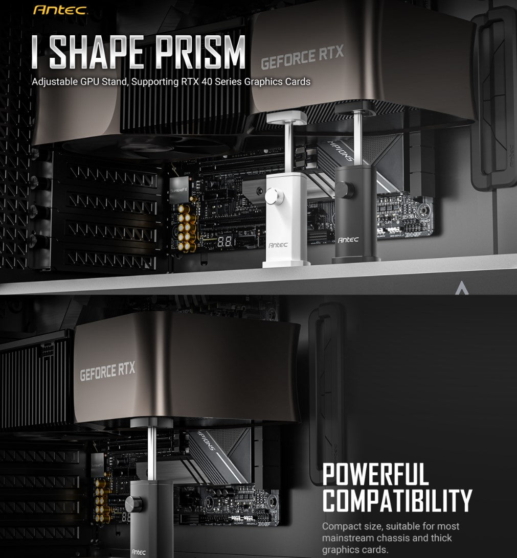 Antec IGPU, VGA Bracket Holder. Solid Construction durability - Black Aluminum Alloy Metal. Magnetic Non-Slip Base, Tool Free. Stable Rubber Pad top