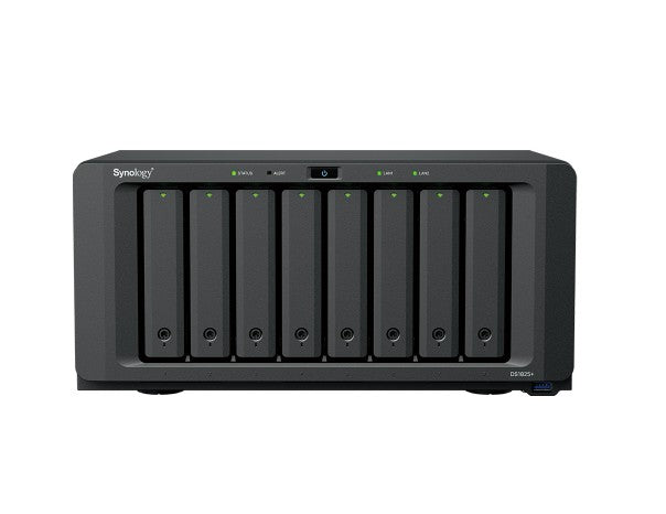 Synology DiskStation DS1825+ 8 Bay NAS, Diskless 3.5" HDD/SSD (0/8), 2x M.2 NVMe (0/2), AMD Ryzen V1500B 4 Core 2.2GHz, 4GB RAM, Synology Drives Only