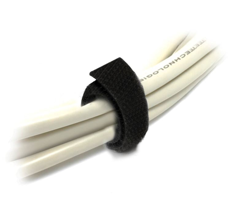 8Ware 25m x 12mm Velcro Wide Cable Tie Hook Loop Continuous One Sided Self Adhesive Fastener Sticky Tape Roll Black