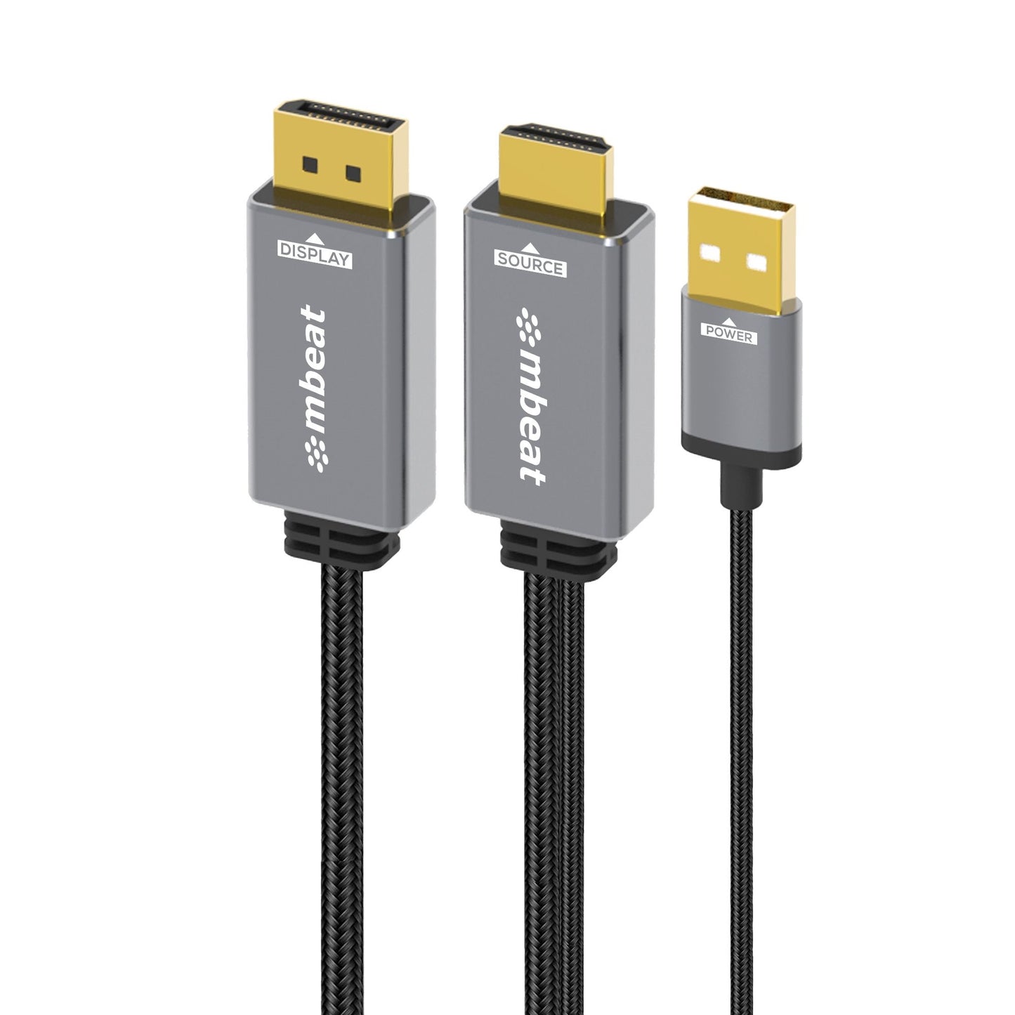 mbeat Tough Link 1.8m HDMI to DisplayPort Cable with USB Power 4K@60Hz (3840×2160), 1440p@120Hz, 1080p@120Hz Package Weight: 150g