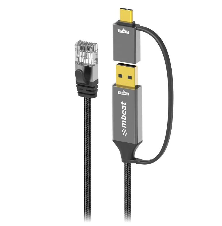 mbeat Tough Link 2m USB USB-C to RJ45 Ethernet Cable - Space Grey