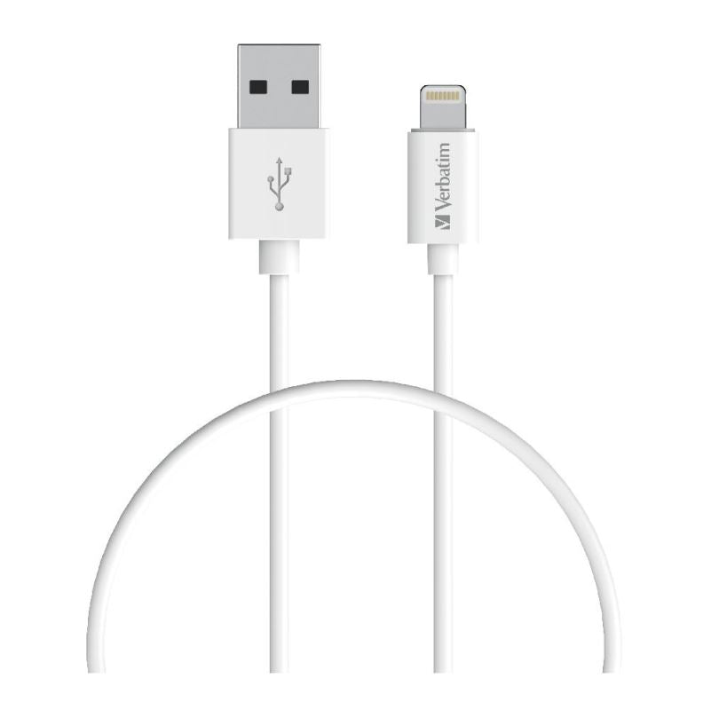 Verbatim Charge Sync Lightning Cable 1m - White--Lightning to USB A (>66580) (LS)