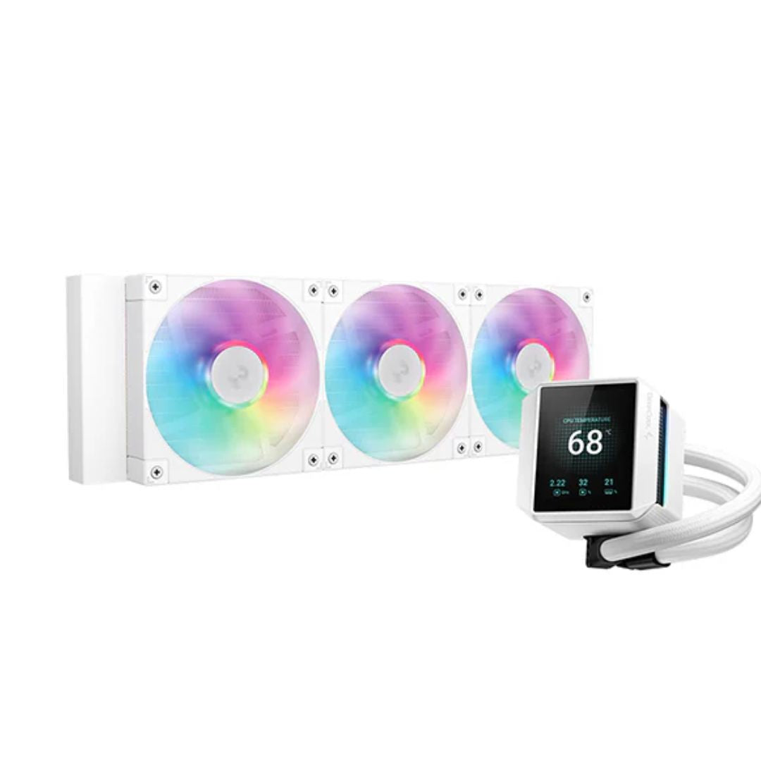 DeepCool MYSTIQUE 360 WH ARGB High-Performance Liquid Coolers, 5th Gen Pump 360mm Radiator, 2.8” 640x480 TFT Screen