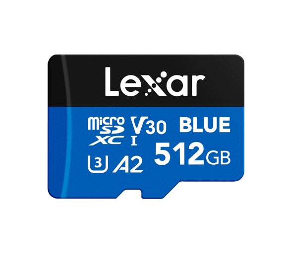 Lexar BLUE microSDXC™ UHS-I Card 512GB 512GB - C10, A2, UHS-I(U3), V30, up to 160MB/s read Multi-Card 3-in-1 USB 3.1 Reader marked with Rev B