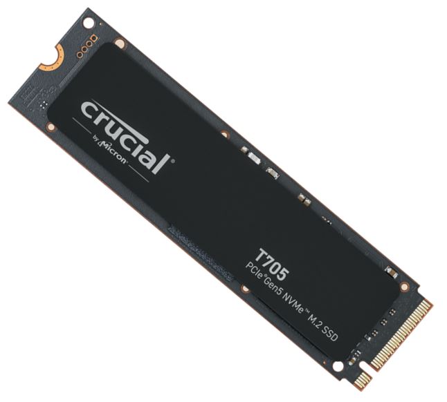 Crucial T705 4TB Gen5 NVMe SSD - 14100/12600 MB/s R/W 2400TBW 1500K IOPs 1.5M hrs MTTF DirectStorage for Intel 14th Gen AMD Ryzen 7000