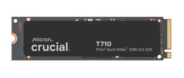 Crucial T710 1TB PCIe Gen5 NVMe 2280 SSD - 14900/13700 MB/s R/W 600TBW 1500K IOPs 1.5M hrs MTTF with DirectStorage for Intel AMD