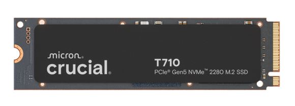 Crucial T710 2TB PCIe Gen5 NVMe 2280 SSD - 14500/13800 MB/s R/W 1200TBW 1500K IOPs 1.5M hrs MTTF with DirectStorage for Intel AMD