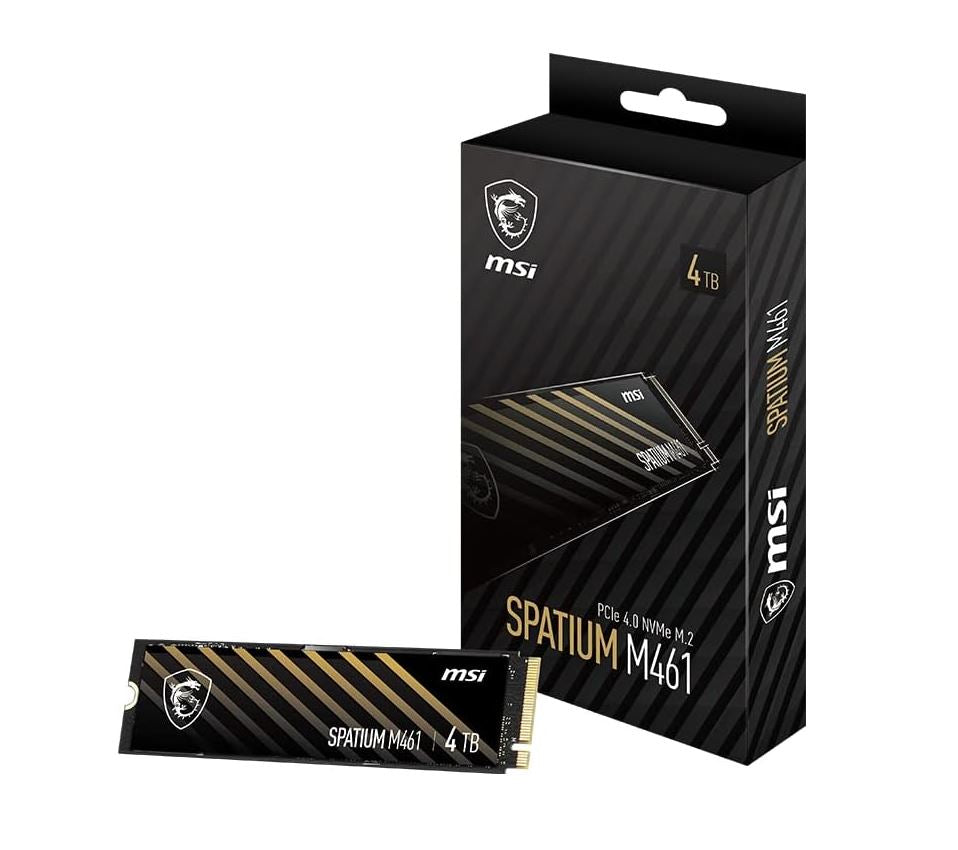 MSI SPATIUM M461 PCIe 4.0 NVMe M.2 4TB SSD, Sequential Read up to 5000MB/s, Sequential Write up to 4200MB/s, 900 TBW, 5 Year Warranty