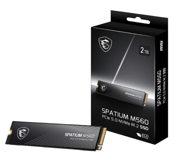 MSI SPATIUM M560 PCIe 5.0 NVMe M.2 2TB SSD, Sequential Read up to 10300MB/s, Sequential Write up to 8700MB/s, 1200 TBW, 5 Year Warranty