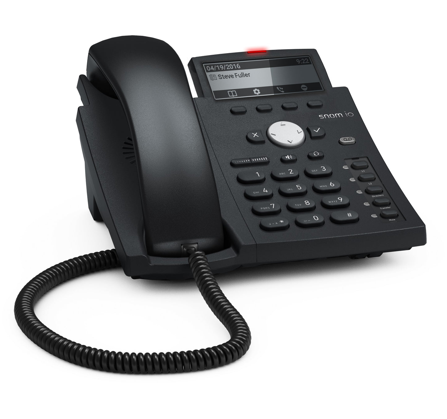 SNOM D315 Desk phone 3.2 inch high resolution b/w display, 5 programmable function keys with LEDs, USB port, Headset connectable