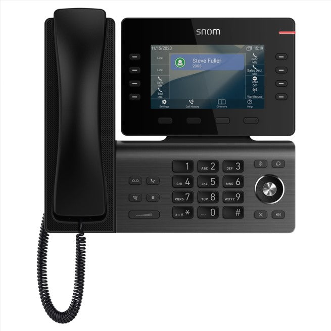SNOM D812 Desk Telephone, 5" color LCD Screen with 8 SIP accounts, GigE ethernet switch, and 1 USB port, 8 (28) Self-Labeling Keys, PoE, 3Y Warranty