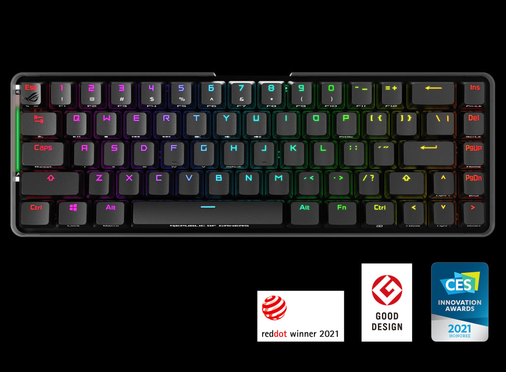 ASUS M601 ROG FALCHION NX Red Switch Compact 65% Wireless Mechanical Gaming Keyboard, 68 Keys, Interactive Touch panel, 450 Hours, ROG NX Switches, RG