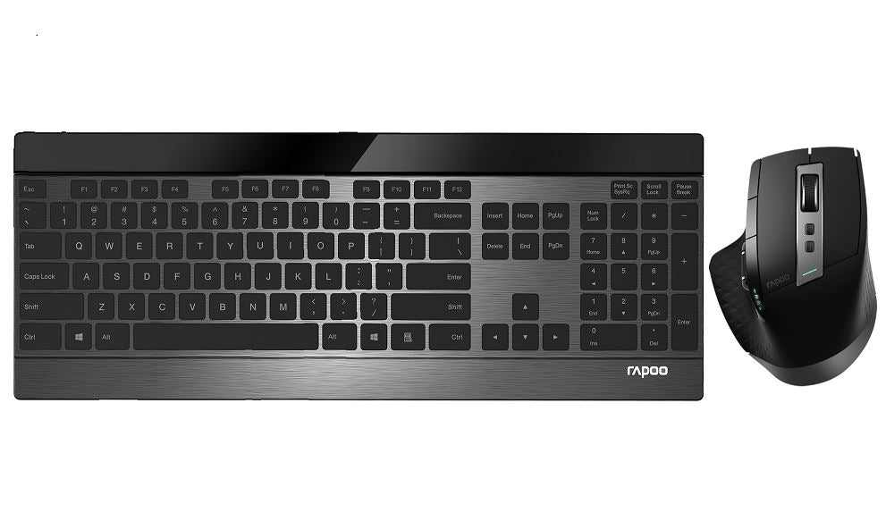 RAPOO 9900M Multi-mode Wireless Ultra-slim Keyboard Mouse - Bluetooth 4.0, 2.4G Multi-Mode Switch, Ultra-Slim Keys, Adjustable DPI