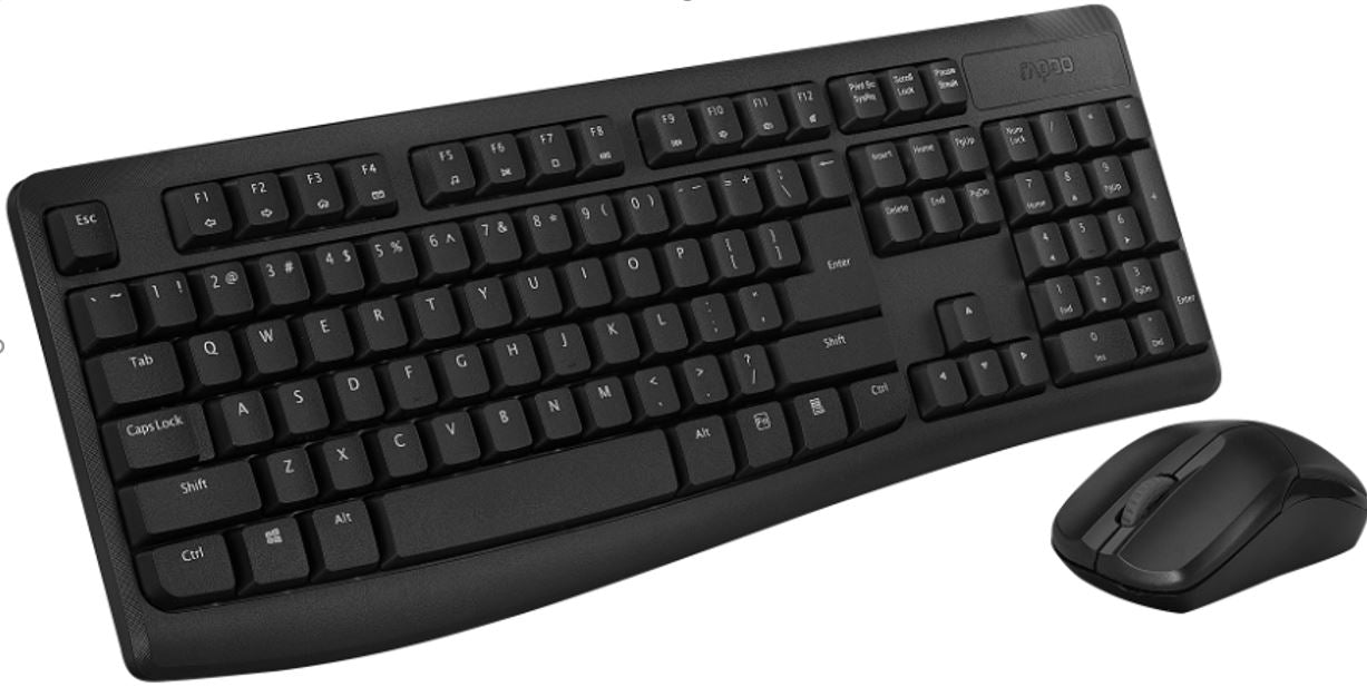 RAPOO X1800Pro Wireless Mouse Keyboard Combo - 2.4G, 10M Range, Optical, Long Battery, Spill-Resistant Design,1000 DPI, Nano Receiver, Office Choice