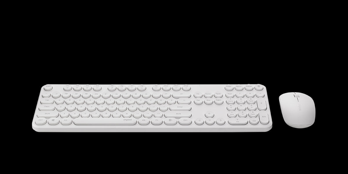 RAPOO X260S Wireless Optical Mouse Keyboard Black - 2.4G Connection, 10M Range, Spill-Resistant, Retro Style Round Key Cap, 1000DPI - White By order