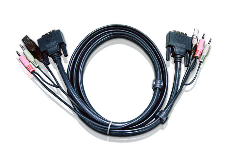 Aten KVM Cable 1.8m with DVI-D (Single Link) USB Audio to DVI-D (Single Link), USB Audio