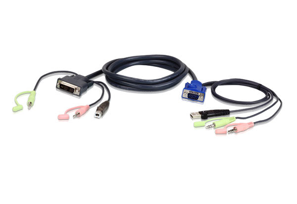 Aten KVM Cable 3m with VGA, USB Audio to DVI-I (Single Link), USB Audio