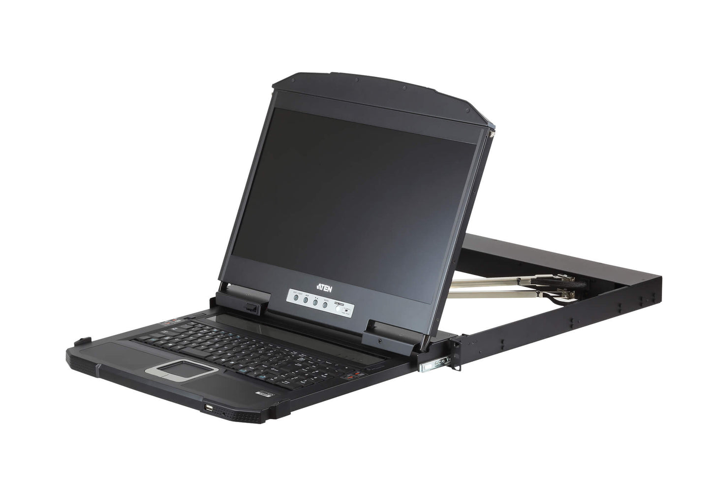 Aten Rackmount Dual Rail LCD Console VGA,HDMI,DVI USB w/ 18.5" LCD Display, 1x Custom KVM Cable Included, 1920x1080@60hz Display, LED Illumination L