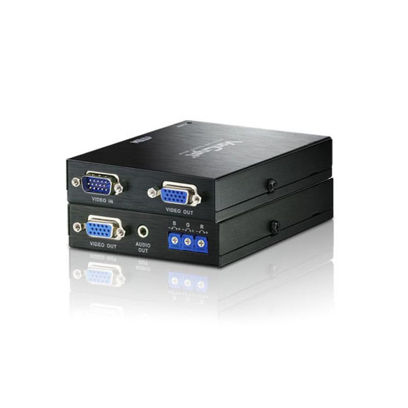 Aten Professional Video Extender VGA Via Cat5 with Audio Deskew, Supports One local One Remote Output, 1900x1200@60Hz 150m, 1280x1024@60hz 300m