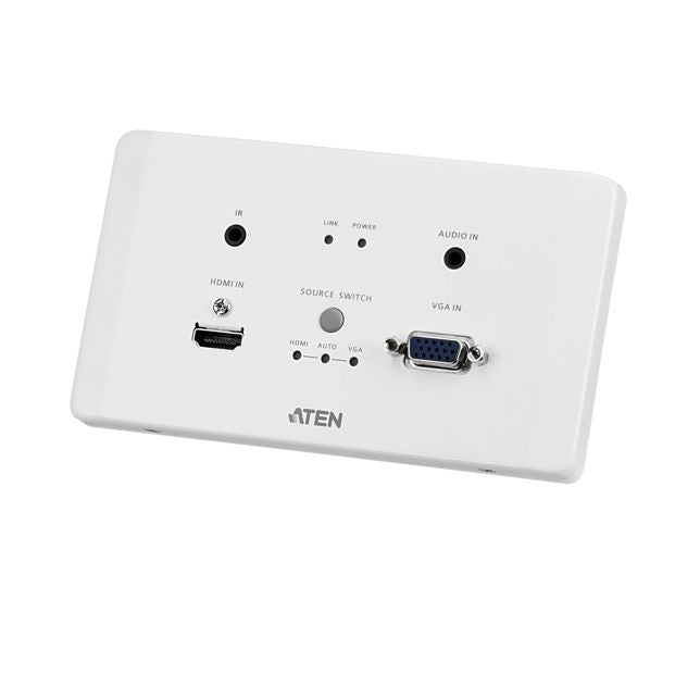 Aten VE2812AEUT HDMI VGA HDBaseT Transmitter with EU Wall Plate / PoH (4K@100m) (HDBaseT Class A), Built-in PoH, Auto-switch