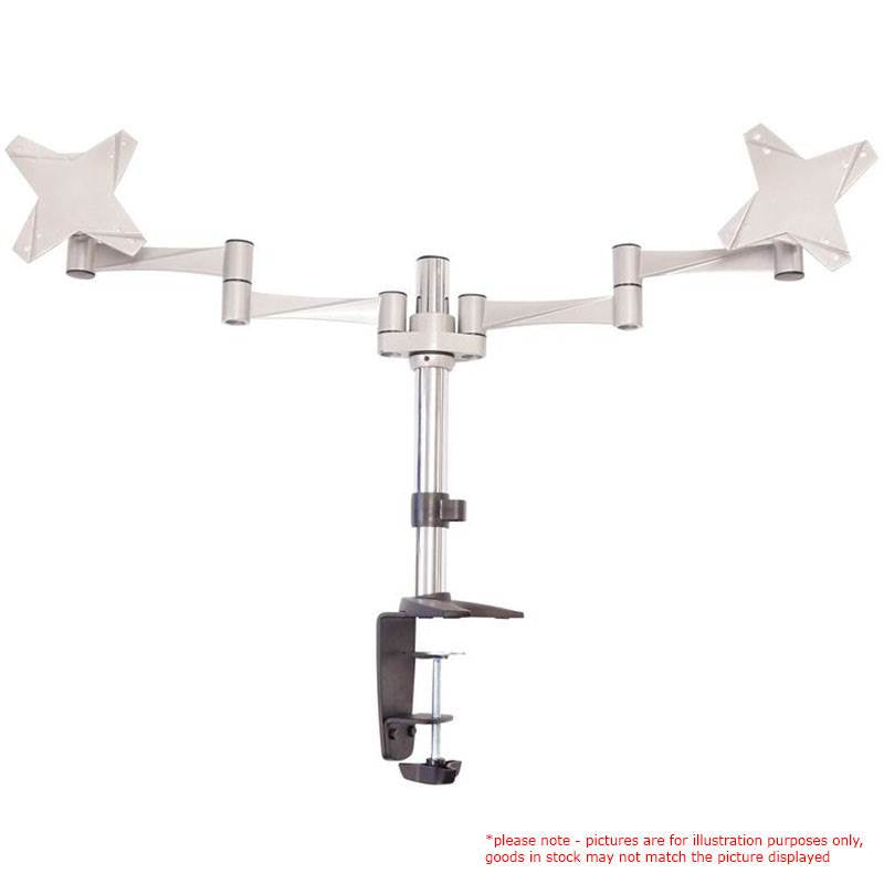 Astrotek Dual Monitor Arm Desk Mount Height Adjustable Stand for 2x LCD Display 23.8" 24" 27" 31.5" 32" 8kg 30° Tilt 180° Swivel 360° Pivot VESA LS