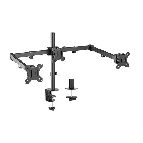 Brateck Triple Screens Economical Double Joint Articulating Steel Monitor Arms, Extended Arms Free Rotated Double Joint,Fit 13"-27" Up to 7kg. (LS)
