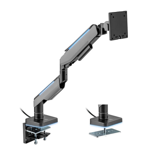 Brateck Single Heavy-Duty RGB Gaming Monitor Arm Fit Most 17"-49" Monitor, Fit Curved Monitor, Up to 20kg,  VESA 75x75,100x100 (LS)