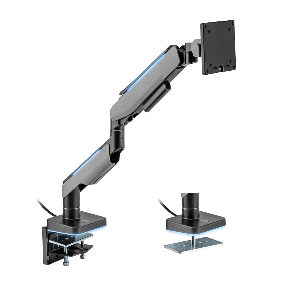 Brateck Single Heavy-Duty RGB Gaming Monitor Arm Fit Most 17"-49" Monitor, Fit Curved Monitor, Up to 20kg, VESA 75x75,100x100 (LS)