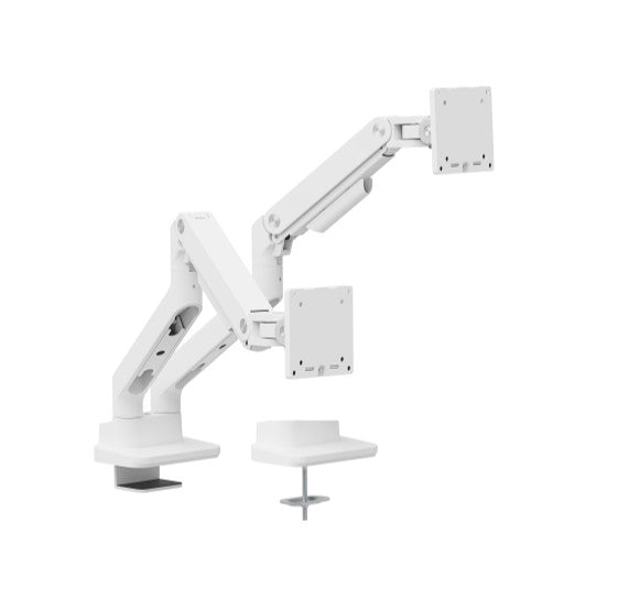 Brateck LDT81-C024-W NOTEWORTHY HEAVY-DUTY GAS SPRING DUAL MONITOR ARM Fit Most 17"-35" Monitor Fine Texture White (LS)