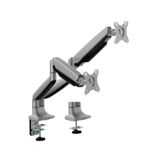 Brateck LDT82-C024E DUAL SCREEN HEAVY-DUTY MECHANICAL SPRING MONITOR ARM For most 17"~35" Monitors, Matte Silver (LS)