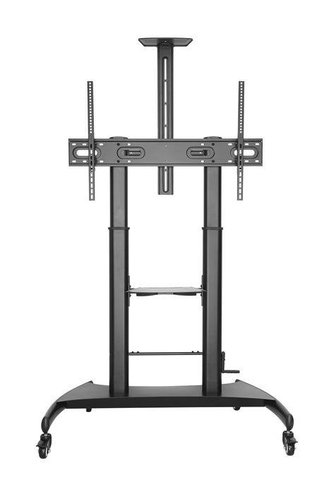 Brateck Large Screen Telescopic Height-Adjustable Steel TV Cart with Crank Handle Fit 60"-100" Up to 100kg- Matte Black ?LS?