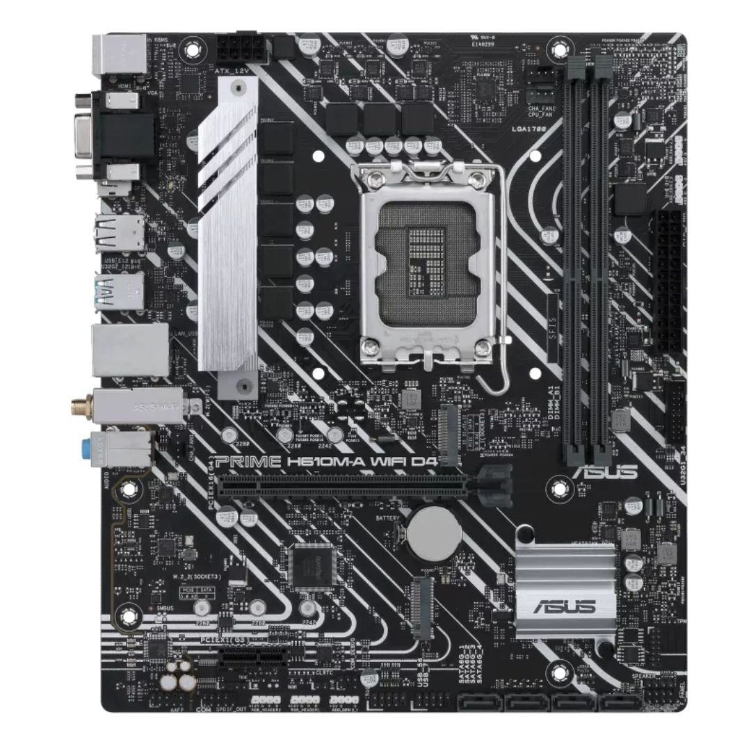 ASUS H610M PRIME H610M-A WIFI D4 Intel LGA 1700 mATX Motherboard 2xDDR4 64GB PCIe4.0, Dual M.2 slots, Intel® 1 Gb Ethernet, WIFI 5, DisplayPort, HDM
