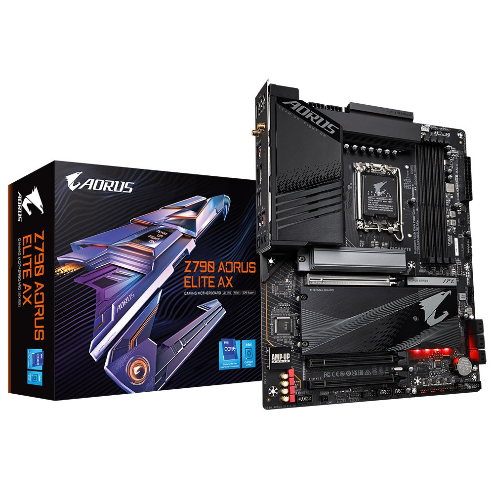 Gigabyte Z790 AORUS ELITE AX 1.0 Intel LGA 1700 ATX Motherboard, 4x DDR5 ~128GB, 3x PCI-E x16, 4x M.2, 6x SATA, 5x USB 3.2, 1x USB-C, 4x USB 2.0