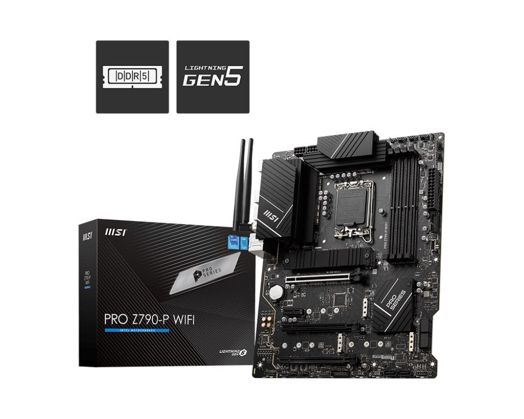 MSI PRO Z790-P WIFI Intel LGA 1700 ATX Motherboard, 4x DDR5 256GB, 3x PCI-E x 16 slot, 4x M.2, 6x SATA 6G, 4x USB 2.0(Rear), 4x USB2.0(Front)