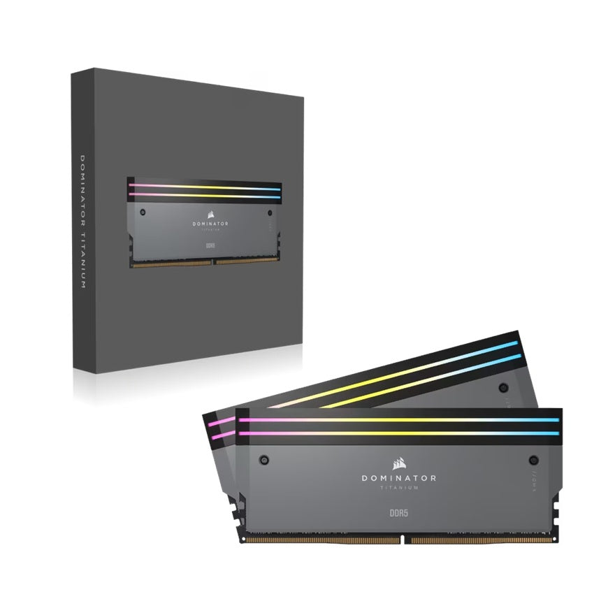DOMINATOR® TITANIUM RGB 64GB (2x32GB) DDR5 DRAM 6000MT/s CL30 AMD EXPO Intel XMP Memory Kit — Grey