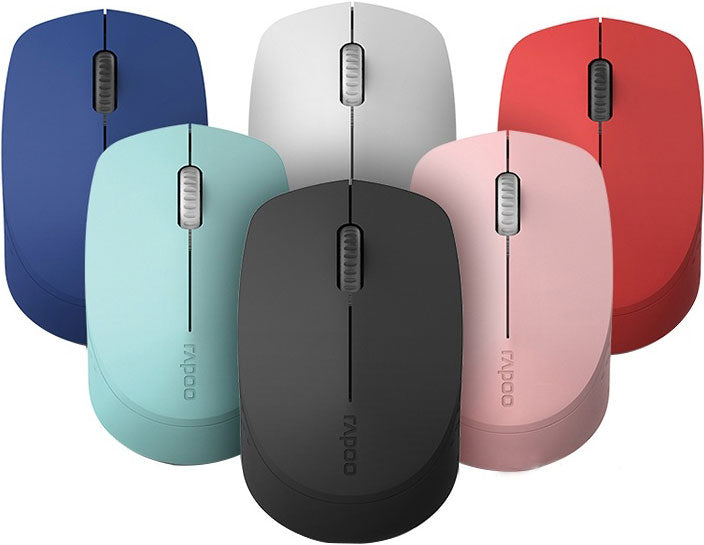 RAPOO M100 2.4GHz Bluetooth 3 / 4 Quiet Click Wireless Mouse Red - 1300dpi Connects up to 3 Devices, Up to 9 months Battery Life