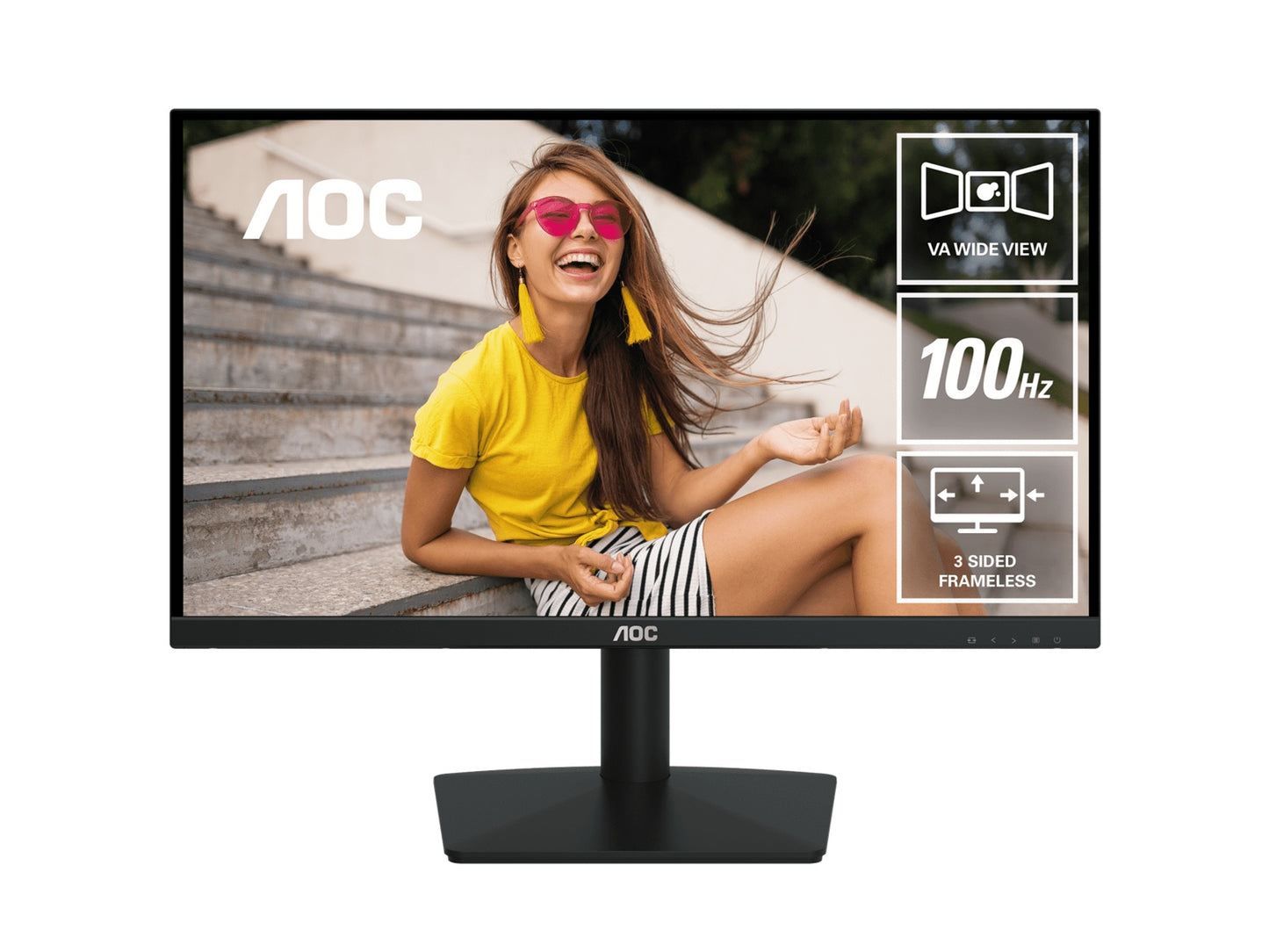 AOC 21.45"100Hz 1920 × 1080 (FHD) VGA × 1 HDMI 1.4 × 1 AdaptiveSync 3-Sided Frameless Low Blue Mode, Office, POS, Business, Uni, Home Monitor