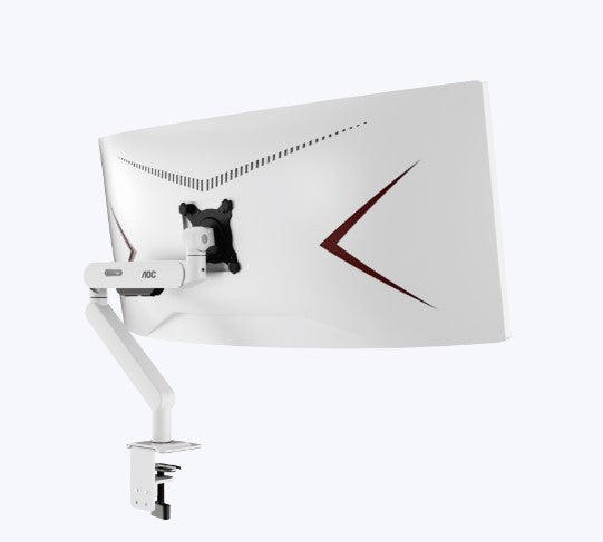(LS)AOC AM406W White Desk-mount monitor arm with Alloy Structure. Mechanical Spring. Full Range Motion 17-40" up to 12KG VESA 100 and 75mm