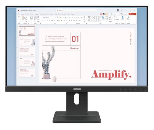LENOVO ThinkVision E24-40 23.8"/24" 100Hz FHD IPS Monitor 1920x1080 16:9 4ms Height Adjust Tilt Pivot Swivel HDMI DP VGA Speakers VESA ~63EDMAR2AU