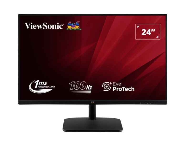 ViewSonic 24” Office Ultra Thin Bezel + SuperClear IPS, 2x Speakers, 4ms 100h FHD 1080, HDMI, VGA, 3.5 Audio, Multi-View, Eye Care. VESA 75, Monitor
