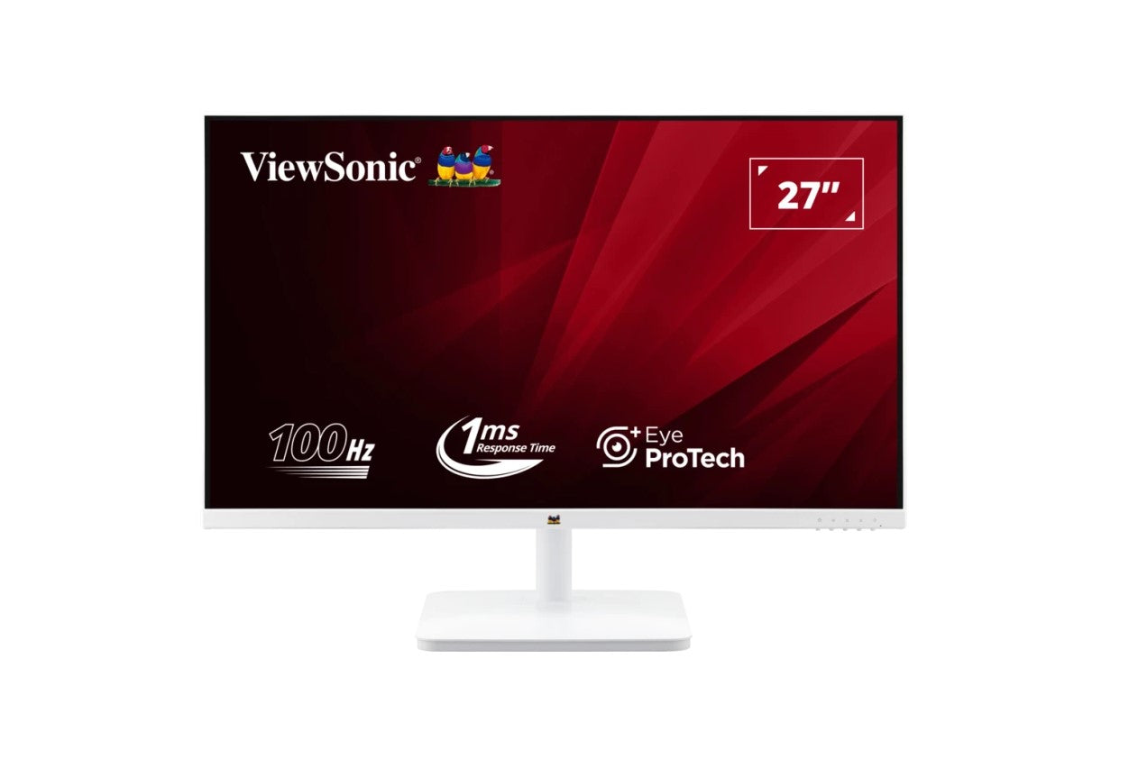 ViewSonic 27” White, Super Clear IPS, 4ms 100hz, Ultra Slim Bezel, FHD, HDMI, VGA, Adaptive Sync. VESA 100. 3Yrs AR. Office Business Monitor (LS