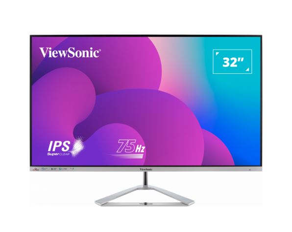 ViewSonic 32” Office Professional Stylish Elegant Ultra Thin bezel, SuperClear IPS 4ms, FHD, HDMI, DP, VGA, Speakers, Low Energy 26w, V100, Monitor