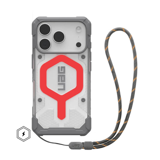 UAG Pathfinder Clear MagSafe Apple iPhone 17 Pro (6.3") Rugged Case + Active Lava Lanyard - Active Lava (1145511BV02), Lightweight, 10 Years Warranty