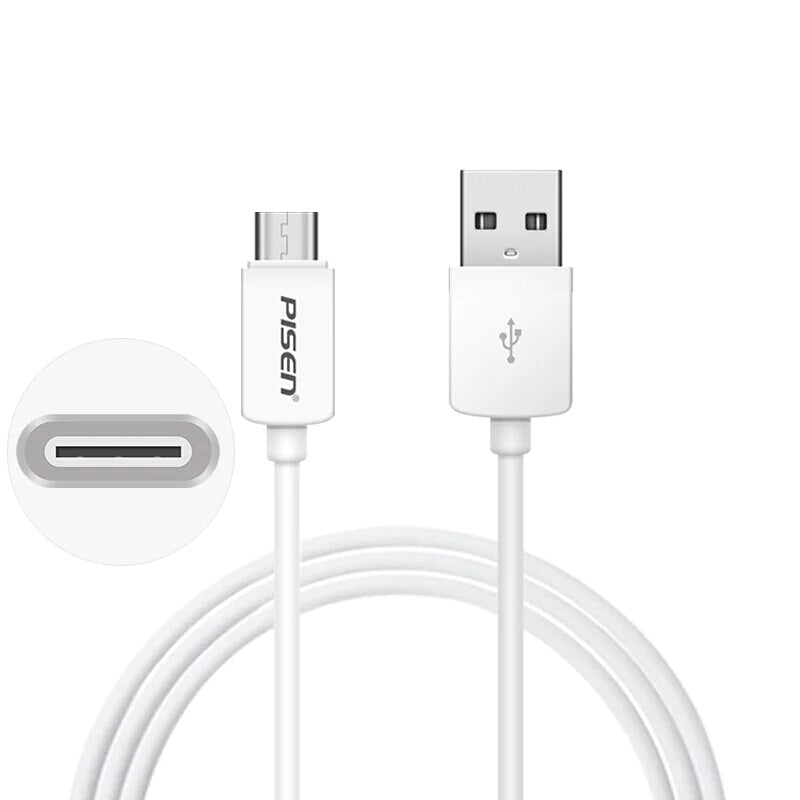 PISEN USB-C to USB-A Cable (1M) White -Data Transfer 480Mbps,Durable and Flexible,Samsung Galaxy,Apple iPhone,iPad,MacBook,Google,OPPO,Nokia