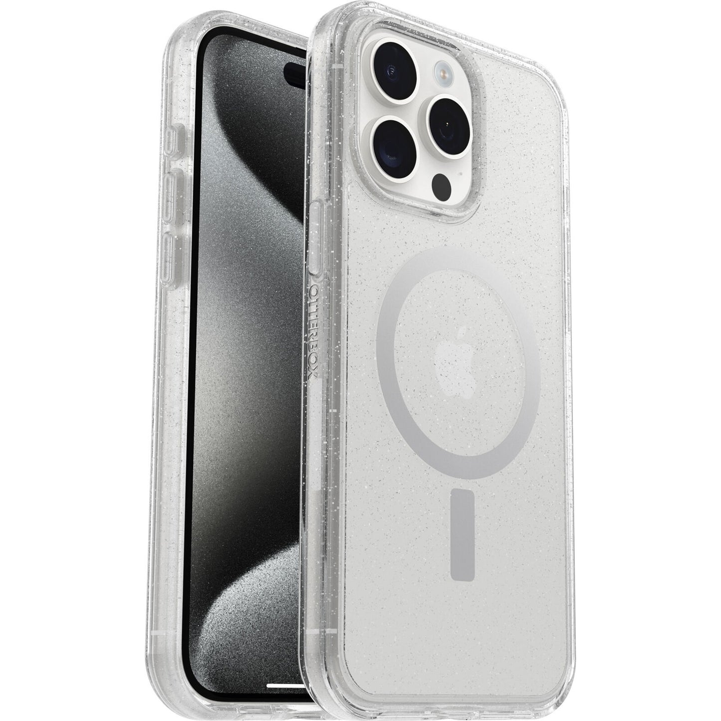 OtterBox Symmetry+ MagSafe Apple iPhone 15 Pro Max (6.7") Case Stardust (Clear Glitter) - (77-93089), DROP+ 3X Military Standard