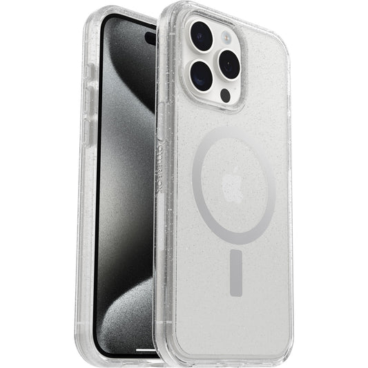 OtterBox Symmetry+ MagSafe Apple iPhone 15 Pro Max (6.7") Case Stardust (Clear Glitter) - (77-93089), DROP+ 3X Military Standard