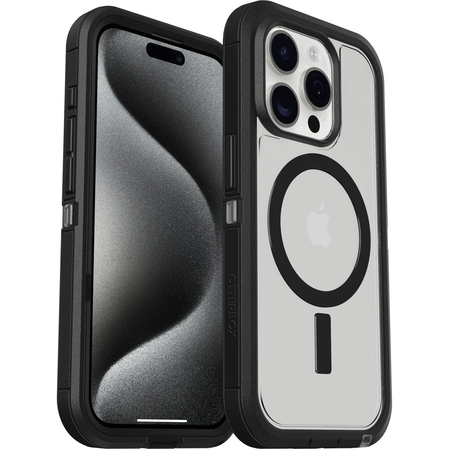 OtterBox Defender XT MagSafe Apple iPhone 15 Pro (6.1") Case Dark Side (Clear / Black) - (77-93267), DROP+ 5X Military Standard, Multi-Layer