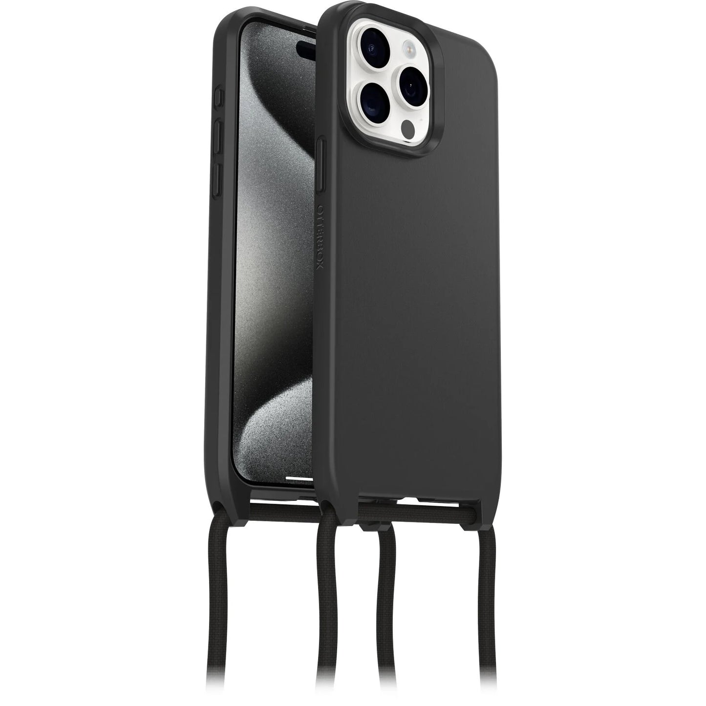 OtterBox React Necklace MagSafe Apple iPhone 15 Pro Max (6.7") Case Black - (77-93587),DROP+ Military Standard, Detachable Nylon Rope,7 Years Warranty