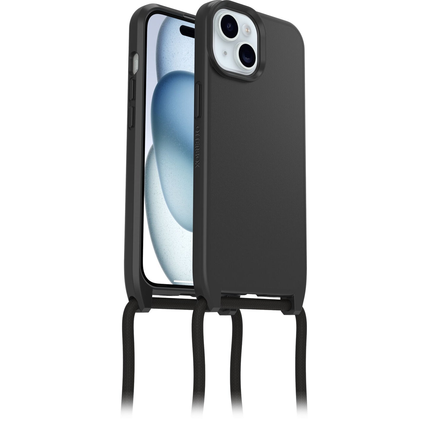 OtterBox React Necklace MagSafe Apple iPhone 15 (6.1") Case Black - (77-93593), DROP+ Military Standard, Detachable Nylon Rope, 7 Years Warranty