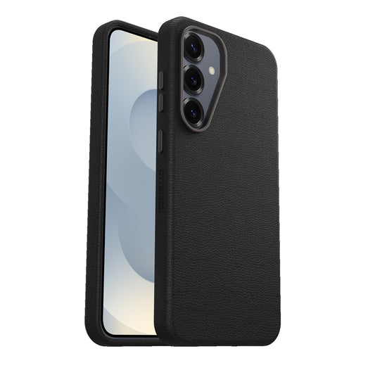 OtterBox Symmetry Cactus Leather Samsung Galaxy S25+ 5G (6.7") Case Noir Ash (Black) - (77-97446), DROP+ 3X Military Standard, 7 Years Warranty